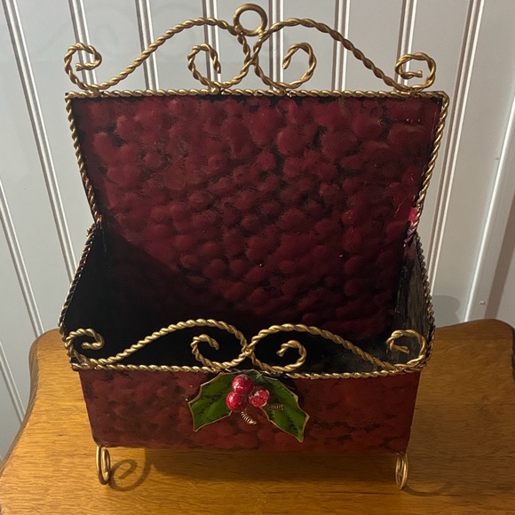 Other - Festive Vintage-Style Metal Christmas Holiday Bin/Basket